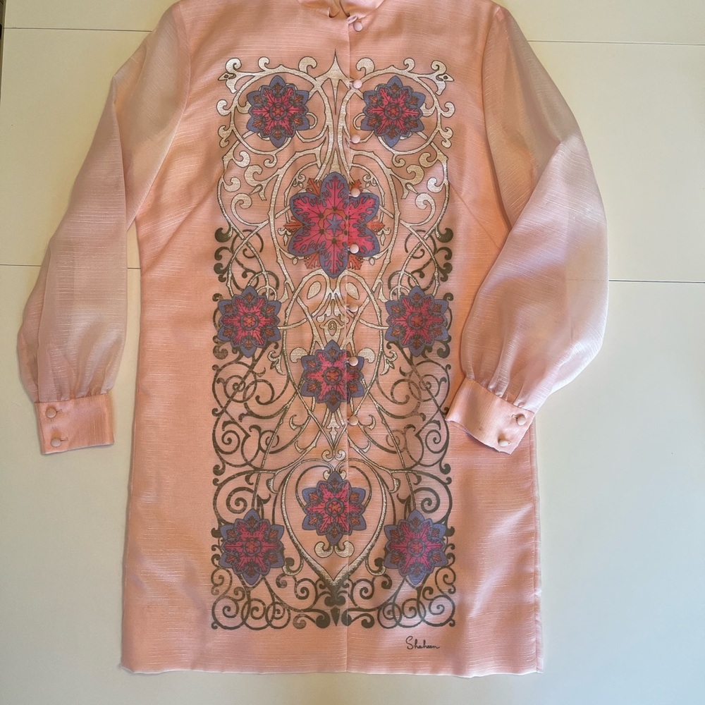 Vintage Alfred Shaheen 1960s Pink Mini Dress